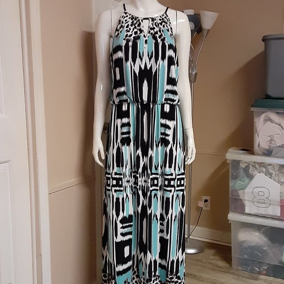 London Style Dresses & Skirts - London Style Beautiful Teal & Brown Maxi Dress